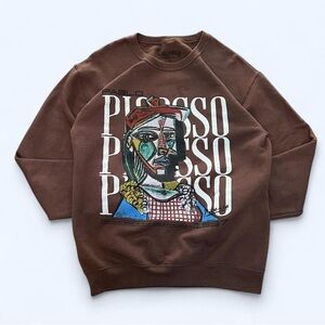 Bowery Supply: Brown Picasso Crewneck Sweatshirt Unisex Small